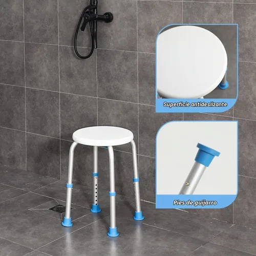 Vista 8 de SOUHEILO Silla de ducha ajustable para ducha interior, taburete de ducha redondo elegible para HSA/FSA para bañera interior, asiento de ducha sin