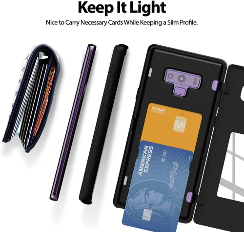 Vista 6 de GOOSPERY Funda tipo cartera para Galaxy Note 9 con tarjetero, funda protectora de doble capa para teléfono (negro)