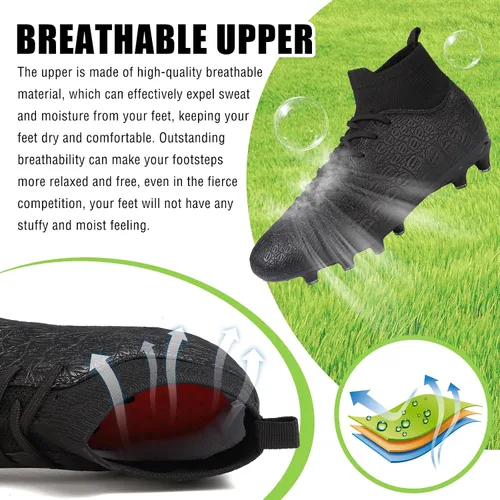 Vista 2 de CBUSTER Tacos de fútbol para hombre, zapatos de fútbol para mujer, tacos de fútbol de césped AGFG
