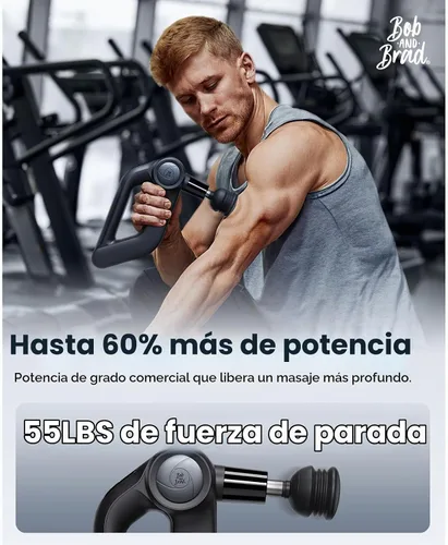 Vista 2 de BOB AND BRAD D5 Pro Pistola de masaje con amplitud de 0.512 in, elegible para FSA-HSA, pistola de masaje profesional de percusión de tejido Negro