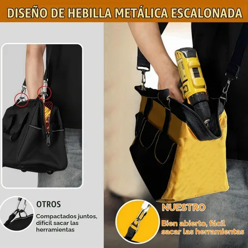 Vista 6 de BLIRITEL Bolsa de herramientas de 13 pulgadas para hombres con parte inferior dura impermeable, bolsa de herramientas de boca ancha resistente