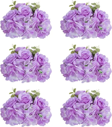 Vista 29 de Bolas de flores burdeos para centros de mesa: 11.8 pulgadas de diámetro, juego de 6