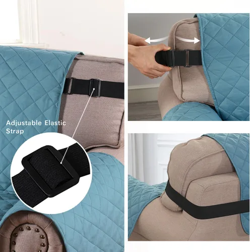 Vista 89 de H.VERSAILTEX Funda de sofá resistente al agua para sofá de 3 cojines, reversible, protector de muebles acolchado con correa elástica, funda de sofá