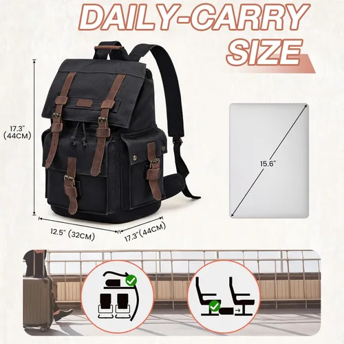 Vista 3 de Mochila Kattee de lona para hombre