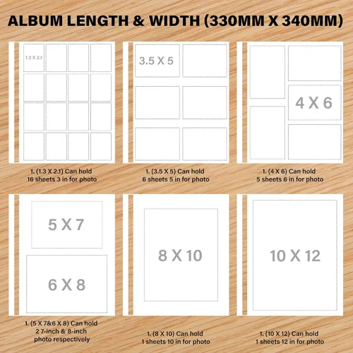 Vista 5 de Álbum de fotos magnético autoadhesivo, cubierta de cuero, capacidad para fotos de 4X6, 5X7, 6X8, 8X10, 10X12, adecuado para álbumes de aniversario
