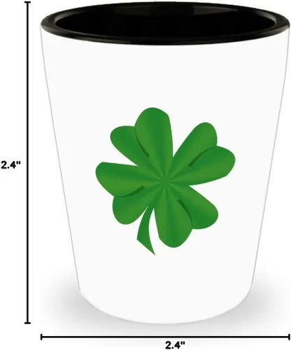Vista 2 de Vasos de tequila del día de San Patricio novedosos – Trébol de la suerte con temática irlandesa de cuatro hojas trébol verde buena suerte feliz San