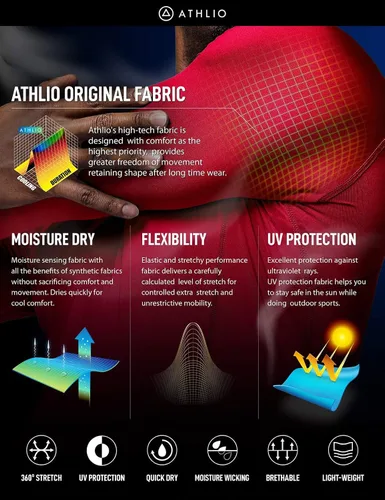 Vista 5 de ATHLIO - Paquete de 1 o 3camisetas de compresión de manga larga con FPU 50+ para hombre, camiseta de protección para deportes acuáticos