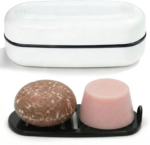 Vista 20 de AIMAIAIMAI Juego de 3 jaboneras de silicona, soporte para jabón con diseño autodrenante, bandeja fácil de limpiar para ducha, baño, cocina y bañera