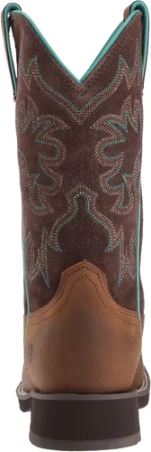 Vista 3 de Ariat Delilah Botas occidentales de punta redonda para mujer, botas de cuero de media pantorrilla, Marrón desteñido