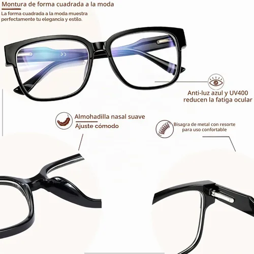 Vista 3 de Lentes miopía para distancia, visión de visión lejana, lentes de miopía para conducir miopía, lentes sin lentes de lectura Negro