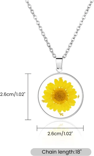 Vista 169 de Pressed Flower Necklace Gift for Women Personalized Handmade Necklaces Birth Flower Necklace