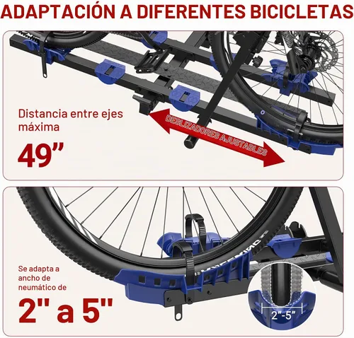Vista 7 de MOSTPLUS 2-Bike Hitch Ebike Rack with Loading Ramp Fits 2" Receiver 170lbs