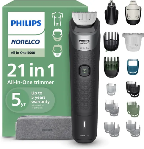 Vista 9 de Philips Norelco 5000 - Cortadora todo en uno 19 en 1, cara, cabello y Negro