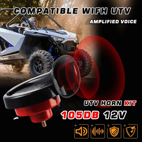 Vista 2 de Kit de bocina fuerte para UTV, kit de bocina RZR con interruptor basculante de 12V para Polaris RZR Ranger, PRO XP, Can Am, hasta 2021