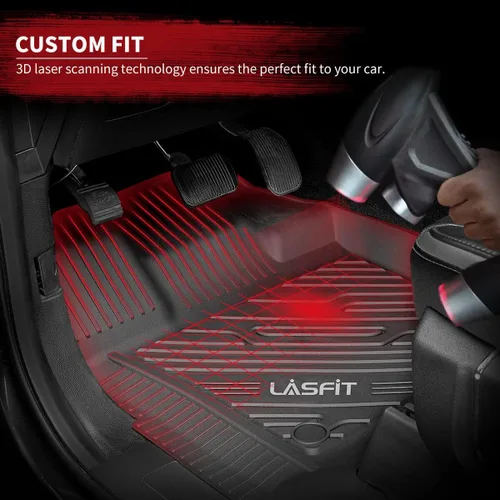 Vista 2 de LASFIT Alfombrillas de Piso Compatibles con Nissan Armada 2017-2018 / Infiniti QX56 2011-2013 / Infiniti QX80 2014-2018, TPE Para Todo Clima Ajuste