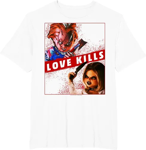 Vista 49 de Child's Play Chucky and Tiffany Love Kills T-Shirt Asphalt Grey