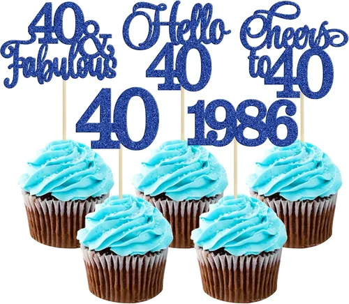 Vista 27 de Gyufise Paquete de 24 adornos negros para cupcakes de 10.º cumpleaños con purpurina negra 10 Ten Hello 10 Dights dobles desde 2015 para decoraciones