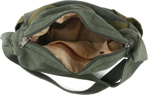 Vista 5 de Bolso bandolera grande de lona con múltiples bolsillos para hombres y mujeres, bolso cruzado de hombro para laptop