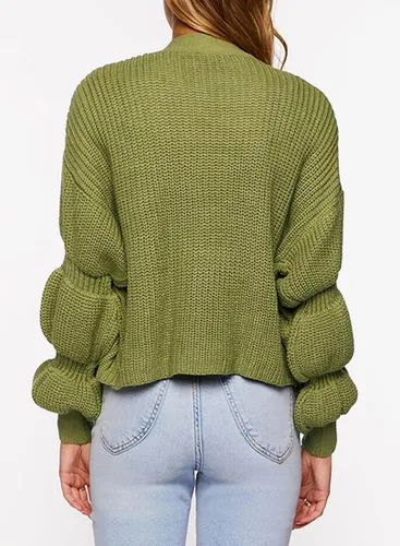 Vista 4 de Dokotoo Cárdigan de punto para mujer, otoño e invierno, manga farol, suéteres de punto