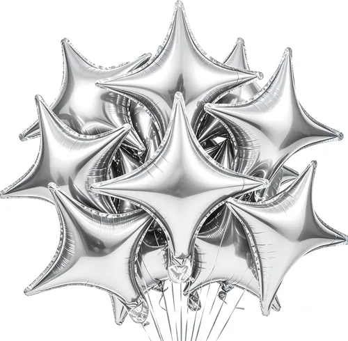 Vista 8 de BEISHIDA 30 globos azules de papel de aluminio de estrella de cuatro Cuatro Ángulos Estrella Azul