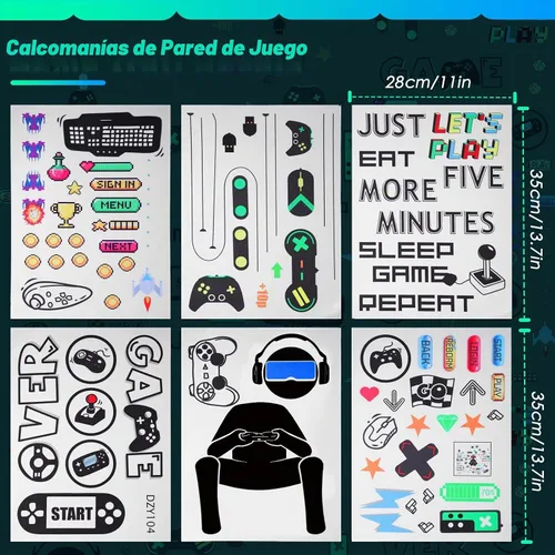 Vista 3 de 56 calcomanías de pared para jugadores, calcomanías de pared para control de juegos, joystick, calcomanías de pared extraíbles para videojuegos