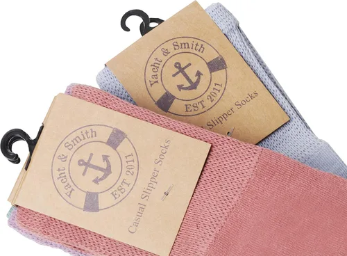 Vista 3 de Yacht & Smith 6 pares de calcetines negros antideslizantes para diabéticos con parte inferior de agarre suelto, calcetines de hospital de agarre