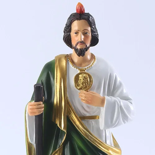 Vista 3 de QIANLING Estatua de San Jude de 12 pulgadas, Estatuas religiosas de San Jude de resina, Estatua religiosa de San Judas Tadeo de regalo
