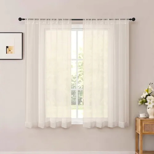 Vista 69 de OWENIE White Sheer Curtains 96 Inches Long 2 Panels for Living Room 52 Wide