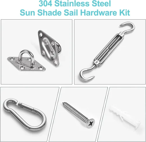 Vista 3 de HOMPER, kit de accesorios para toldos, kit de hardware resistente de acero inoxidable para toldos de jardín en forma de triángulo, cuadrado