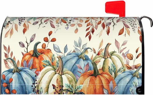 Vista 29 de Halloween Pumpkin Black Cat Mailbox Covers Magnetic Standard Size 18 X 21 Fall Maple leaves Spooky Themed Holiday Decorations Mailbox Wrap Post