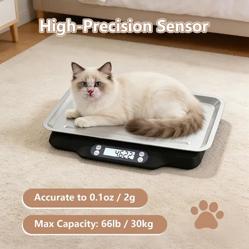 Vista 4 de Helsevesen Báscula digital de precisión para animales pequeños (66.1 lbs/0.07 oz; 66 libras/0.1 oz), báscula de cocina, báscula postal, báscula