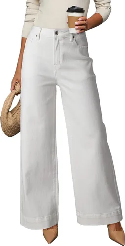 Vista 9 de Dokotoo Pantalones de mezclilla casuales de cintura alta para mujer Marrón