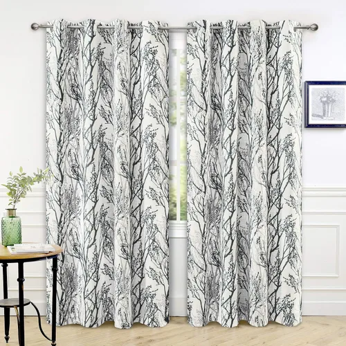 Vista 12 de DriftAway Cortinas opacas con diseño de ramas de árbol, doble capa, 84 pulgadas de largo, para dormitorio, estampado clásico, aislamiento térmico