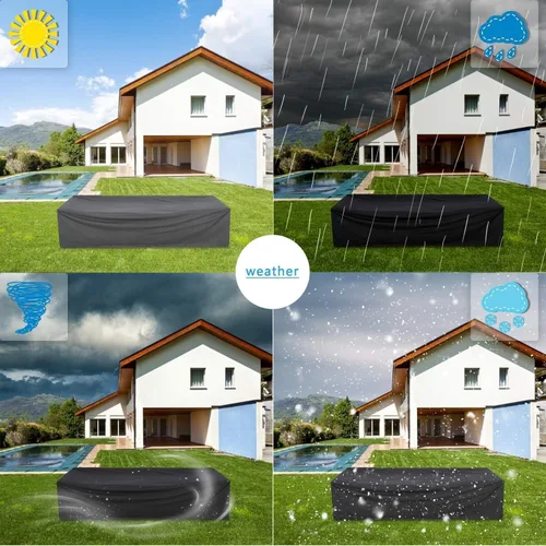 Vista 6 de Betterland Juego de muebles de patio de sofá seccional de 7 piezas, para todo tipo de clima, mimbre de ratán de polietileno con cojín lavable, mesa