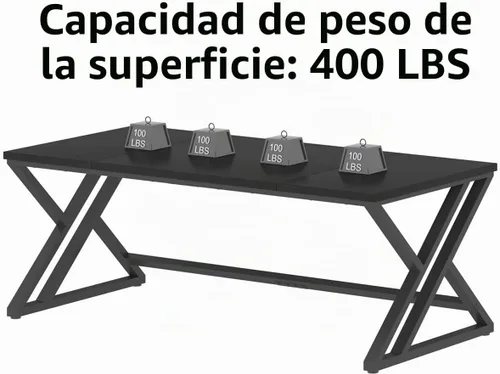 Vista 8 de LVB - Escritorio para computadora negro de 70.8", escritorio grande industrial para PC, escritorio de estudio para oficina en casa, escritorio Roble