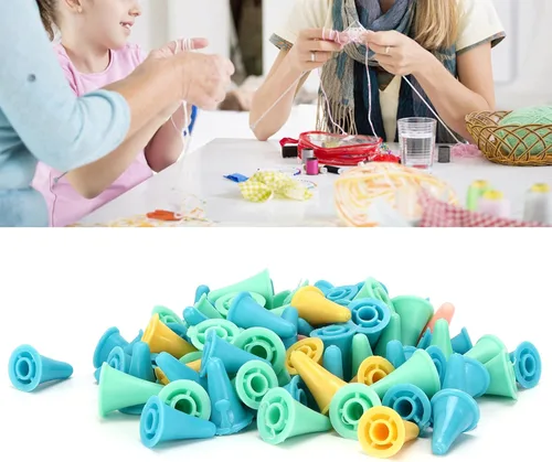 Vista 8 de 100 protectores de puntos de agujas de tejer, tapones de punta de aguja de silicona para principiantes, tejer, manualidades, bricolaje