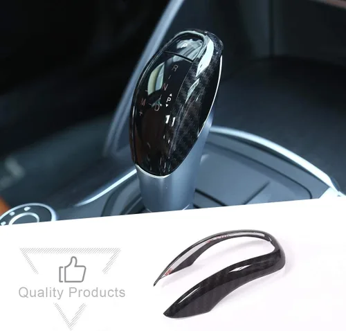 Vista 2 de Cubierta de cabeza de palanca de cambios de plástico ABS de fibra de carbono, accesorios para Alfa Romeo Giulia Stelvio 2017-2019 (negro)