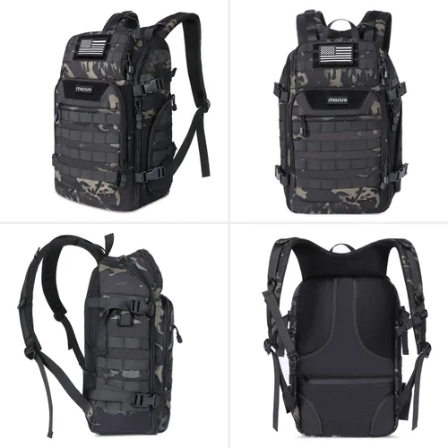 Vista 5 de MOSISO Mochila táctica de 30L, mochila militar de 3 días, mochila de asalto al aire libre, senderismo, caza, pesca, camping, entrenamiento, bolsa