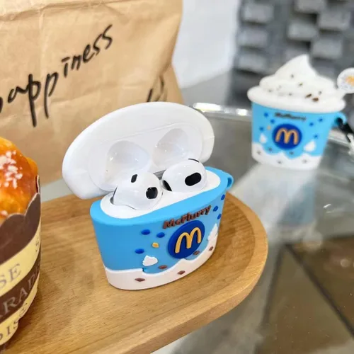 Vista 3 de Funda para AirPod Pro 2, bonita y divertida taza de helado Kawaii a la moda para AirPods Pro de 2ª generación 2022 lanzado en 2022 (azul)