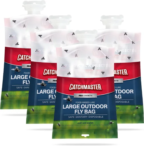 Vista 23 de Catchmaster - Trampa para moscas reutilizable para exteriores, 1 tarro azul colgante con cebo Catches All Species of Fly, Fly Traps Outdoor w