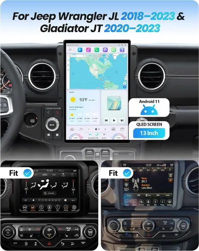 Vista 2 de Radio de coche Cidava de 13 pulgadas para Wrangler JL 2018-2023 y Gladiator JT 2020-2023 Car Stereo Head Unit Replacement with Wireless