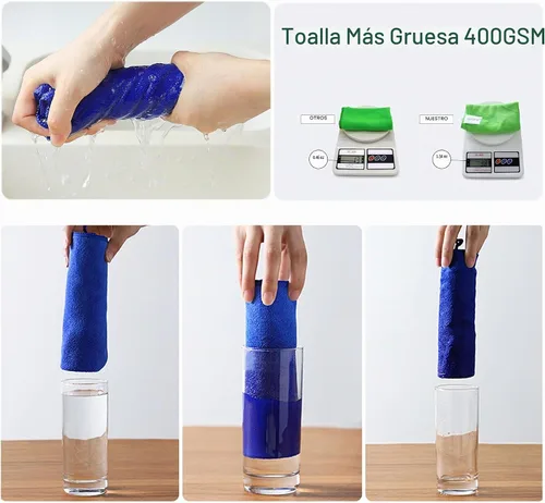 Vista 4 de Paños de limpieza de microfibra de alta calidad, ultra absorbentes, sin pelusas, para cocina, vidrio, cuidado del automóvil, acero inoxidable