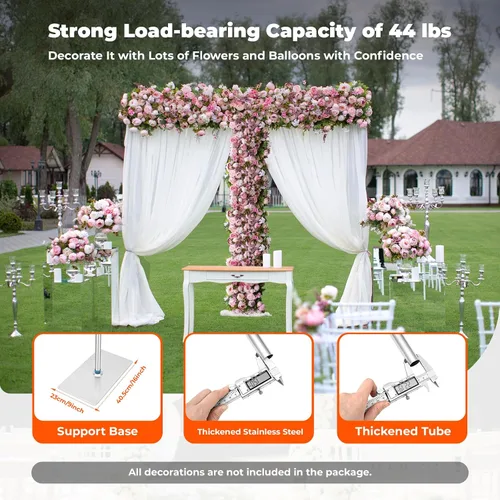 Vista 3 de Kit de tubo para telón de fondo, soporte de fondo de boda para ceremonia con bases de acero pesadas, soporte de fondo resistente para fiestas