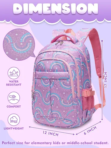 Vista 33 de BLUEFAIRY - Mochilas para niños y niñas, escuela primaria, jardín de niños