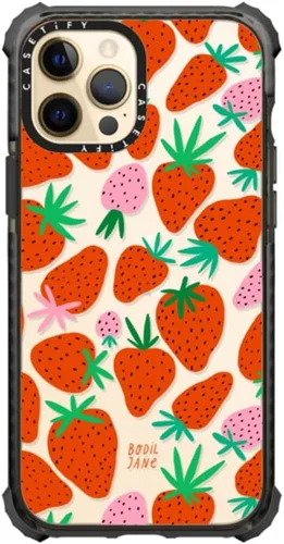 Vista 26 de CASETiFY Funda Ultra Impact para iPhone 12 Pro Max - Adhesivo Aries Moross, color negro transparente