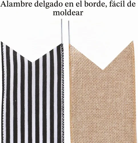 Vista 3 de Paquete de 2 lazos de arpillera a rayas negras y blancas de otoño para decoraciones de coronas, lazos de manualidades rústicas de granja