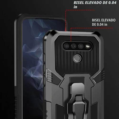 Vista 4 de Funda protectora resistente para LG K51, con protector de pantalla de vidrio templado [paquete de 2] resistente grado militar de 15 pies probada