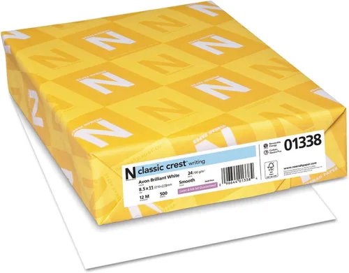 Vista 2 de Neenah Paper 01338 CLASSIC CREST - Papel de escritura, 24 libras, brillo 93, 8 1/2 x 11, blanco Avon, 500 hojas