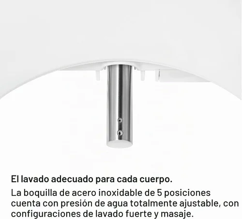 Vista 9 de Brondell LT89 - Asiento de inodoro con bidé eléctrico, se adapta a inodoros alargados, color blanco – Control lateral, lavado con agua caliente