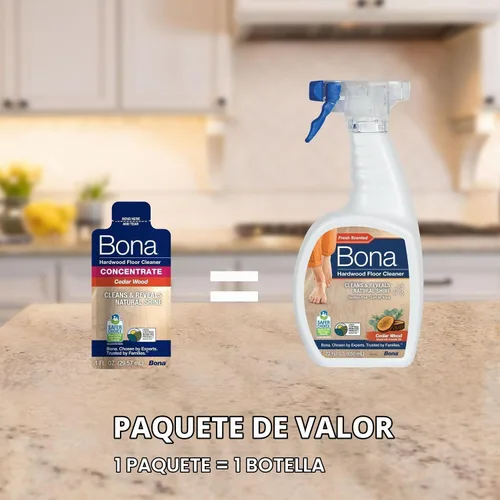 Vista 7 de Bona® Spray limpiador de pisos de madera dura, 32 onzas líquidas, madera de cedro, incluye botella llena + recambio de concentrado para limpieza